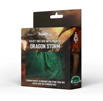 DRAGON STORM GREEN VELVET DICE BAG WITH POCKETS