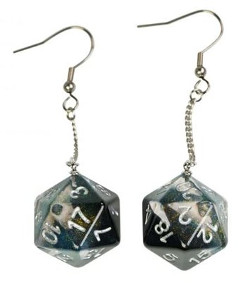 DICE EARRING - D20 - BLACK