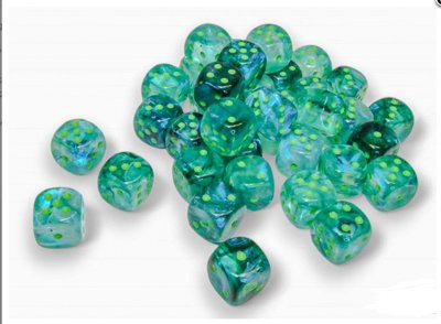 BOREALIS 36D6 KELP/LIGHT GREEN LUMINARY DICE SET (12mm)