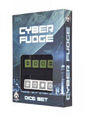 CYBER FUDGE DICE SET (8D6) BLACK/GREEN